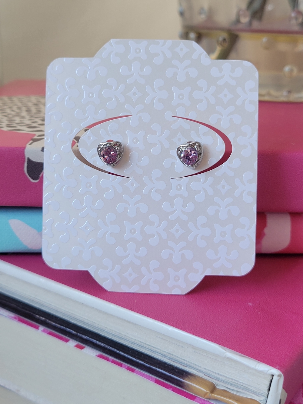 5/$25💎 Pink Heart Crystal Stud Earrings